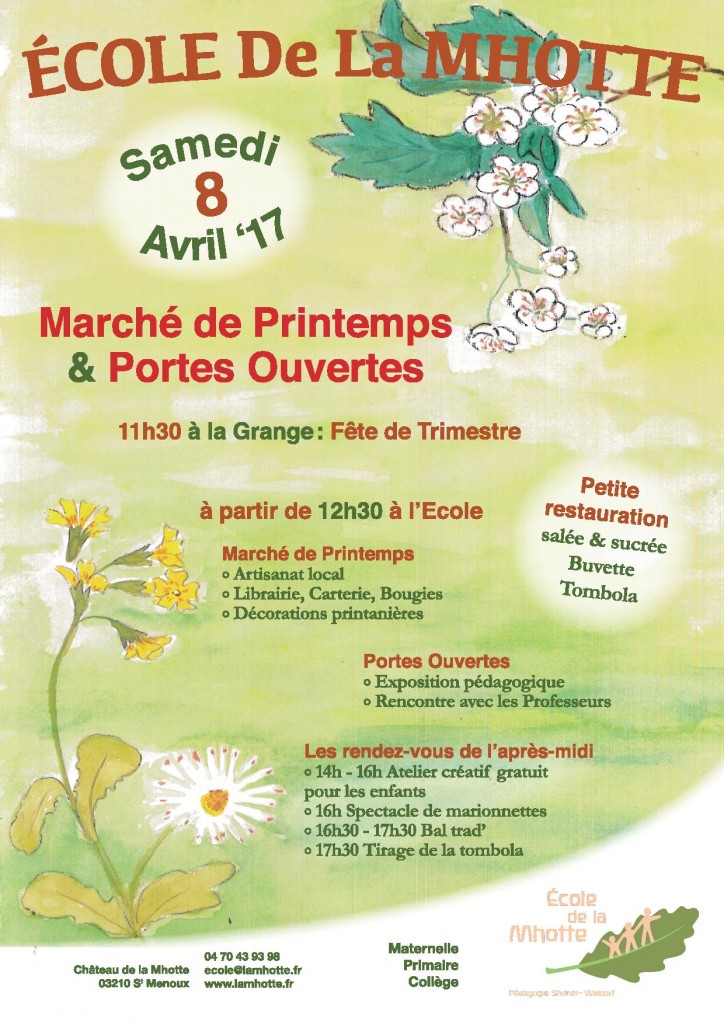 Portes Ouvertes & Marché de Printemps @ Ecole de la Mhotte | Saint-Menoux | Auvergne-Rhône-Alpes | France