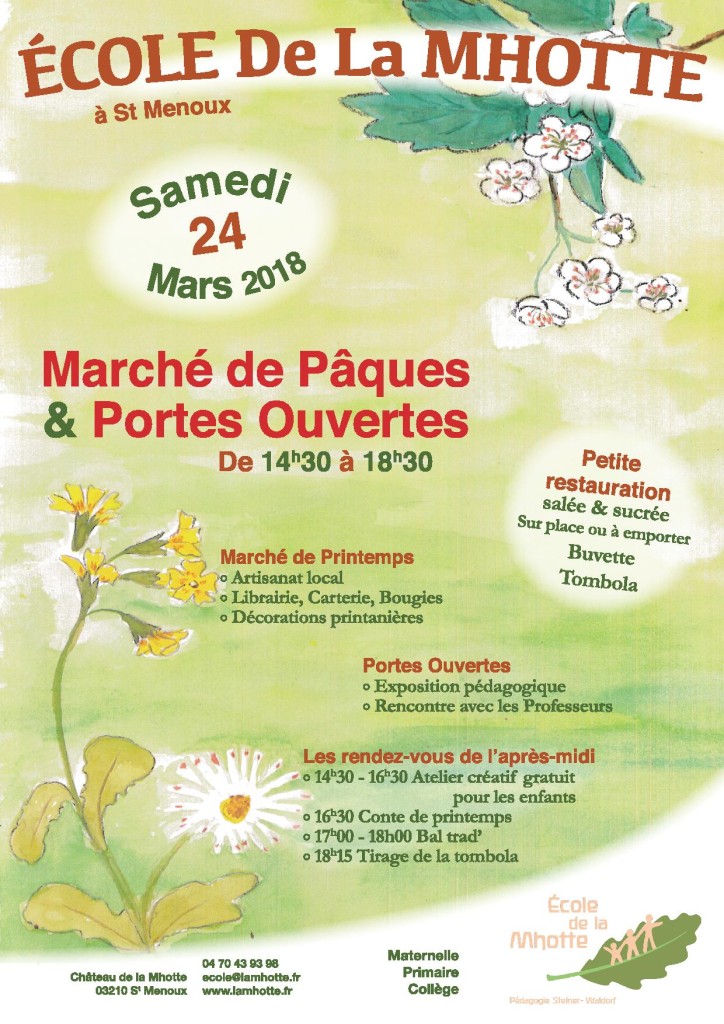 Portes Ouvertes & Marché de Printemps @ Ecole de la Mhotte | Saint-Menoux | Auvergne-Rhône-Alpes | France
